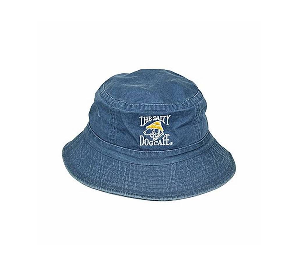 Blue and White Denim Hat for Men