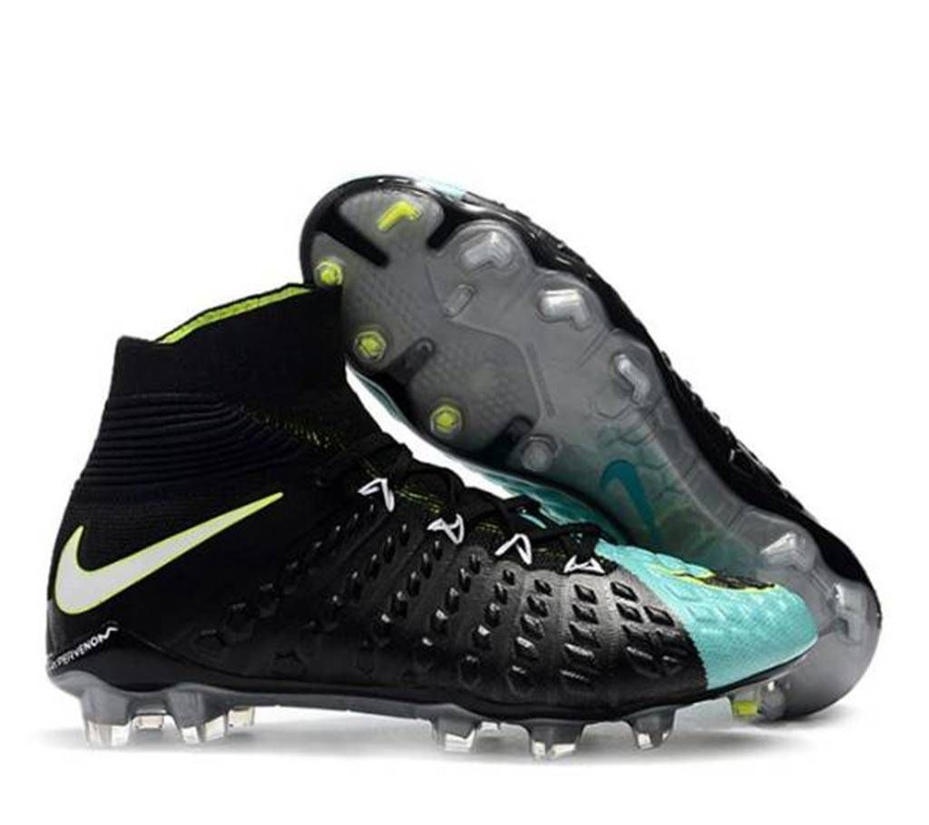 Black and Cyan Rubber Football Boot for Men