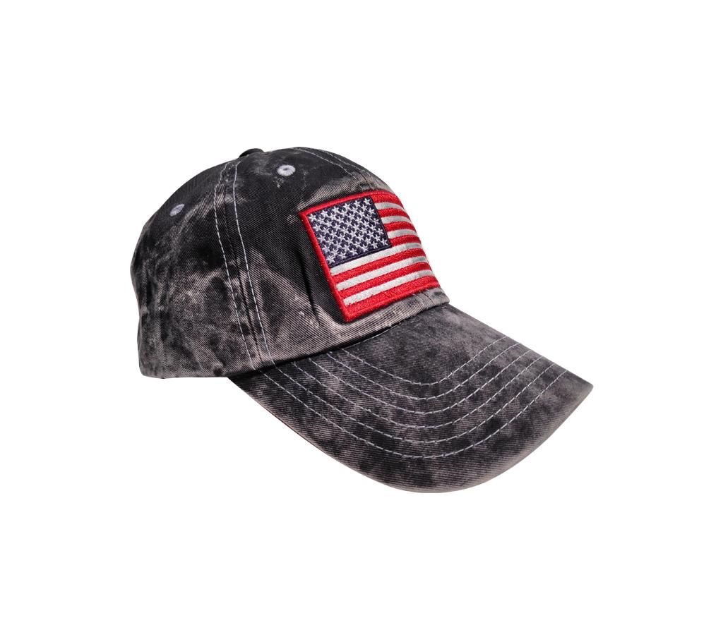 US Flag Printed Washed Cotton Cap For Men