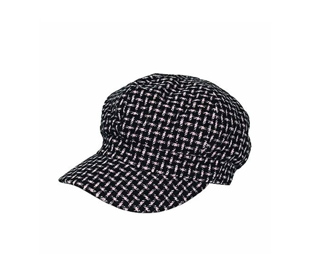 Black And Pink Cotton Cap For Men
