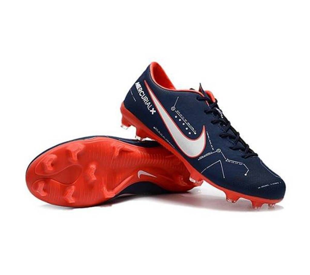 Dark Blue Rubber Football Boot for Men