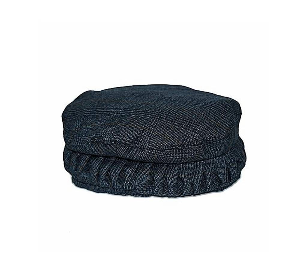 Kashmiri Black And White Cotton Afghani Cap For Men