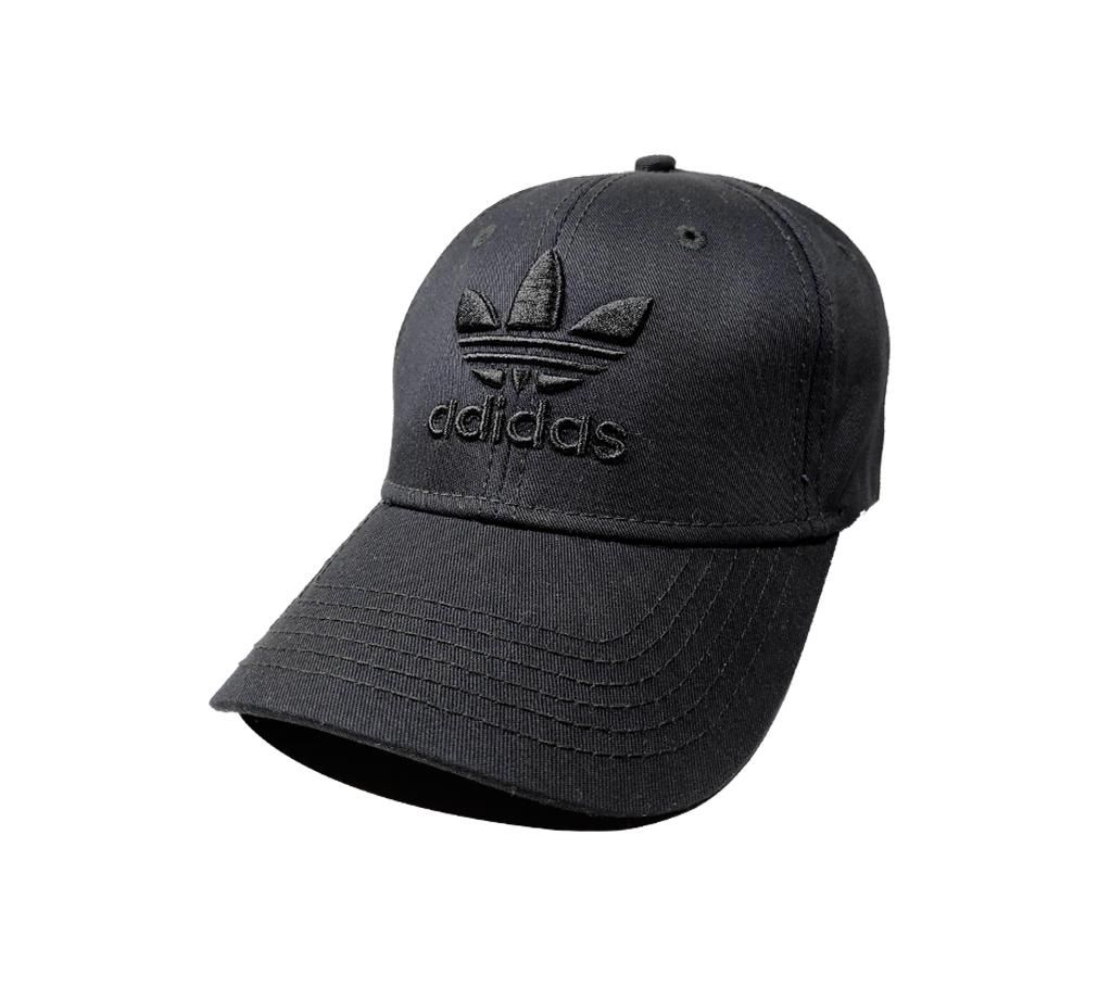 Black Adidas Logo Cotton Cap For Men