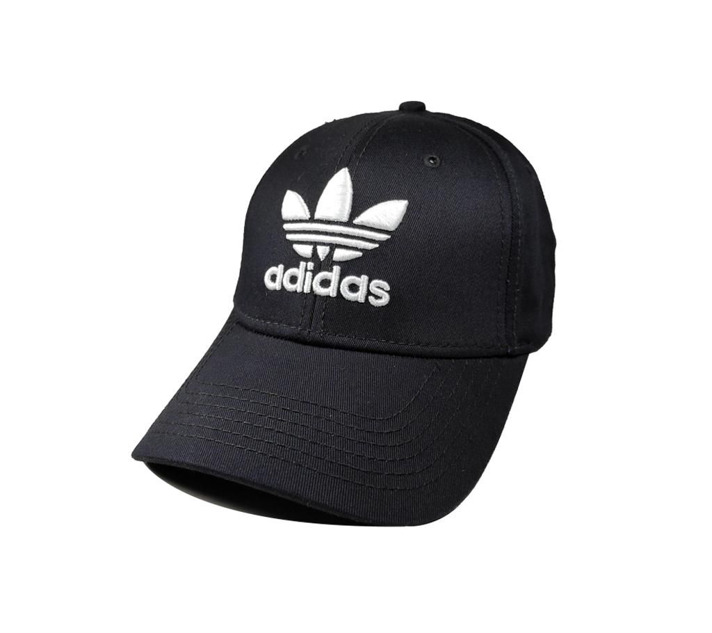 White Adidas Logo Cotton Cap For Men