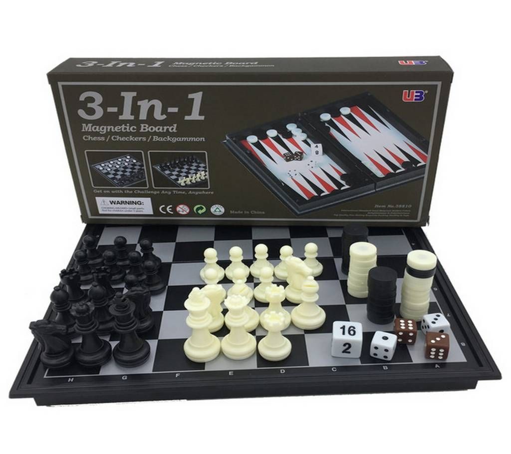 Chess, Draughts & Backgammon Set 3in1 (magnetic)