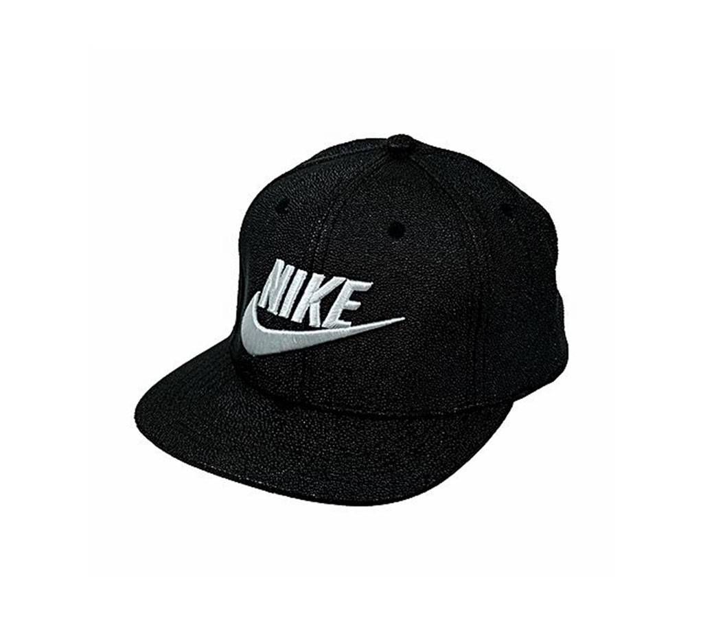 Black And White Artificial Leather Dj Cap For Men