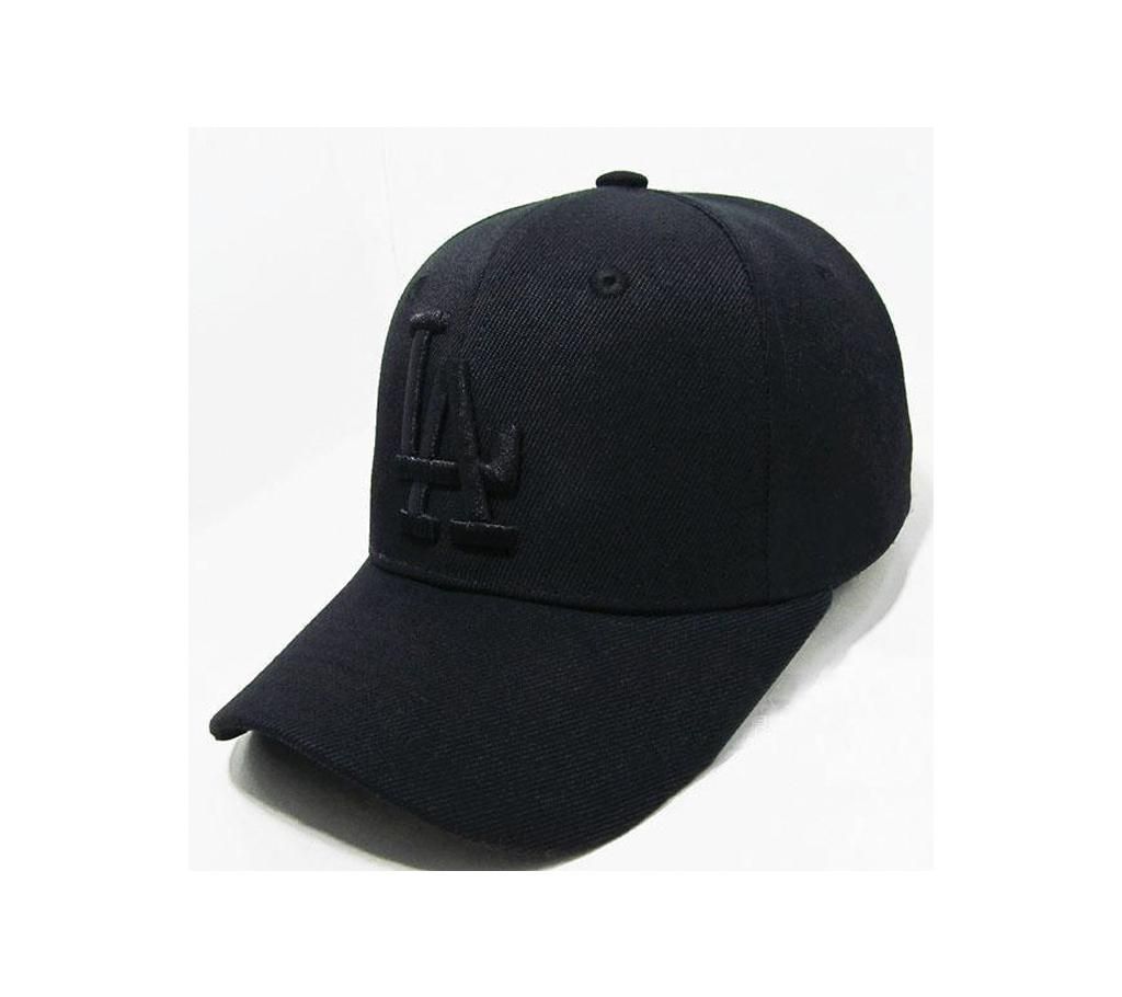 Black Cotton LA Cap For Men
