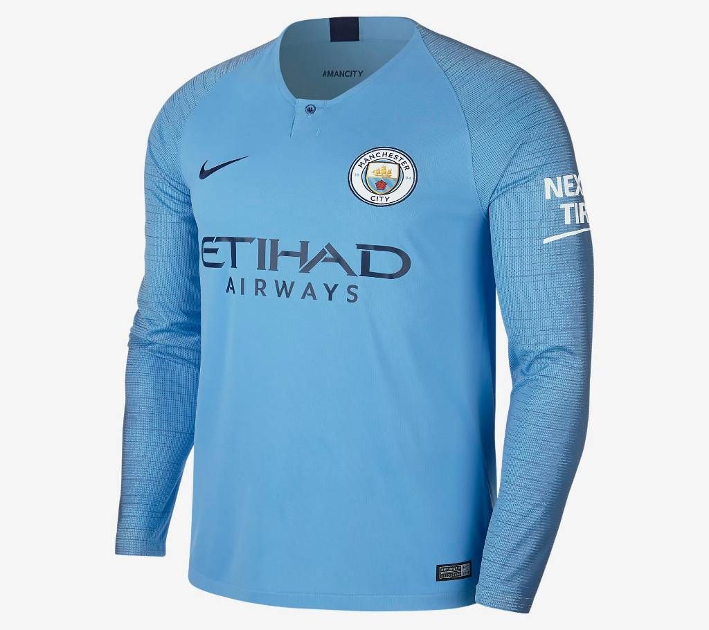 Manchester City Home Long Sleeve Regular Jersey 2018-19