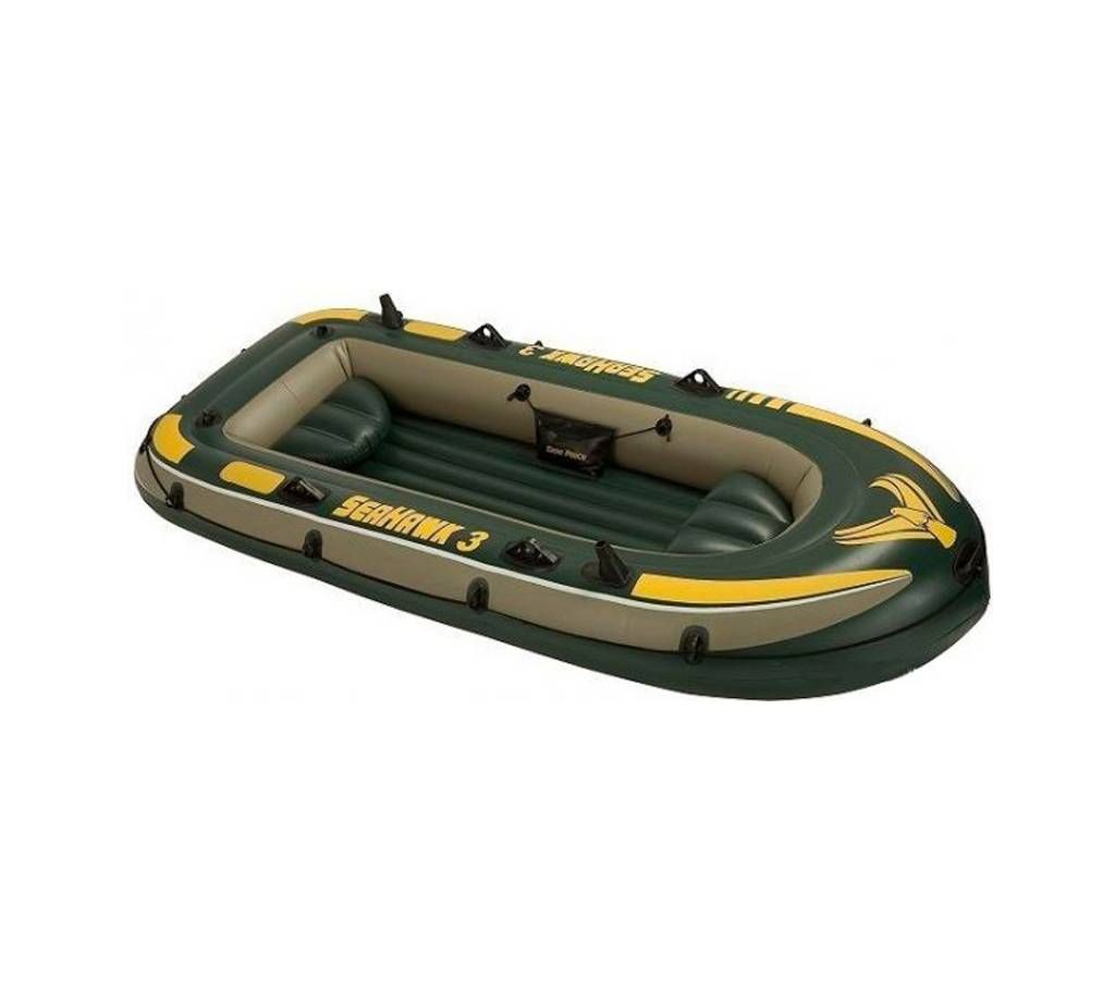 Intex Seahawk 3, 3-Person Inflatable Boat Set with Aluminum Oars and High Output Air Pump 
