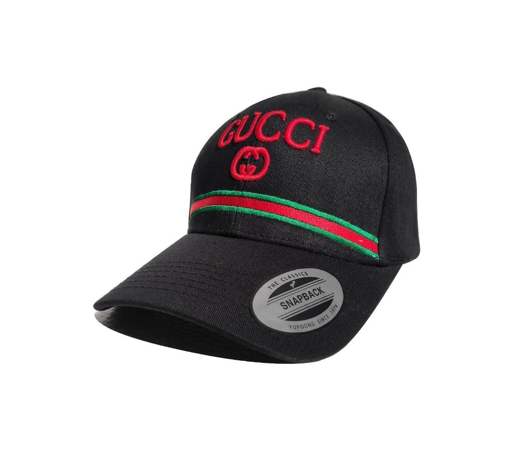 Black Cotton Gucci Cap For Men