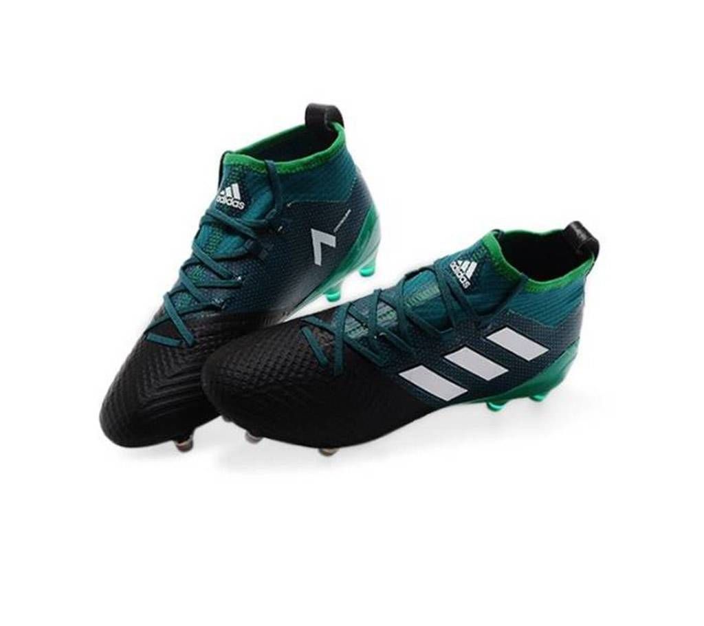 Black PU Leather Football Shoe For Men