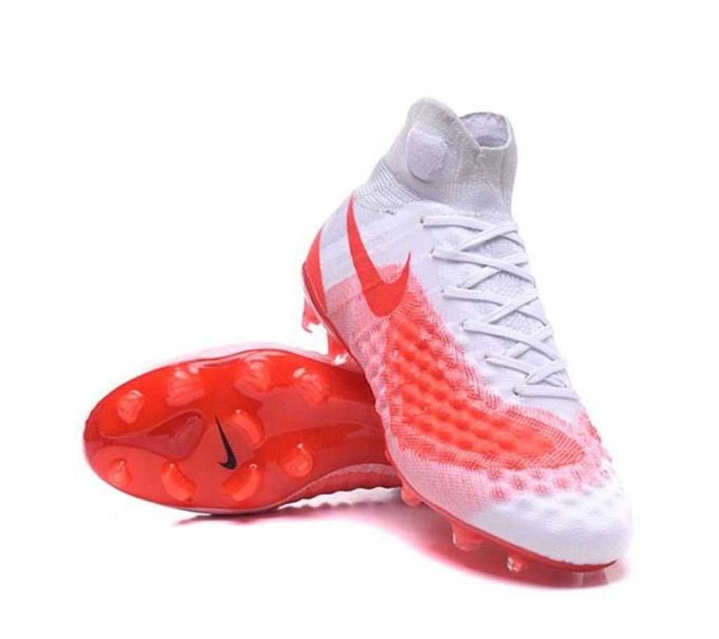 White and Red Rubber Football Boot for Men