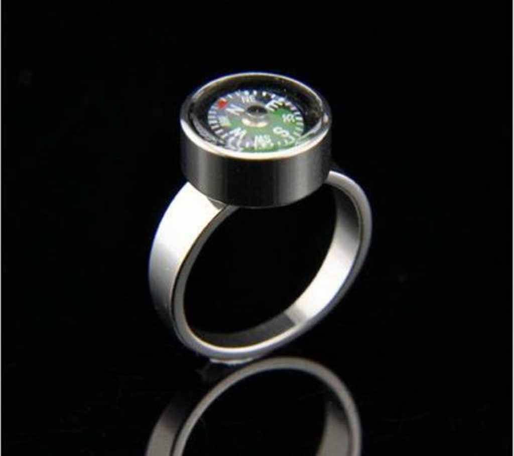 Titanium Steel Mini Compass Finger Ring for men