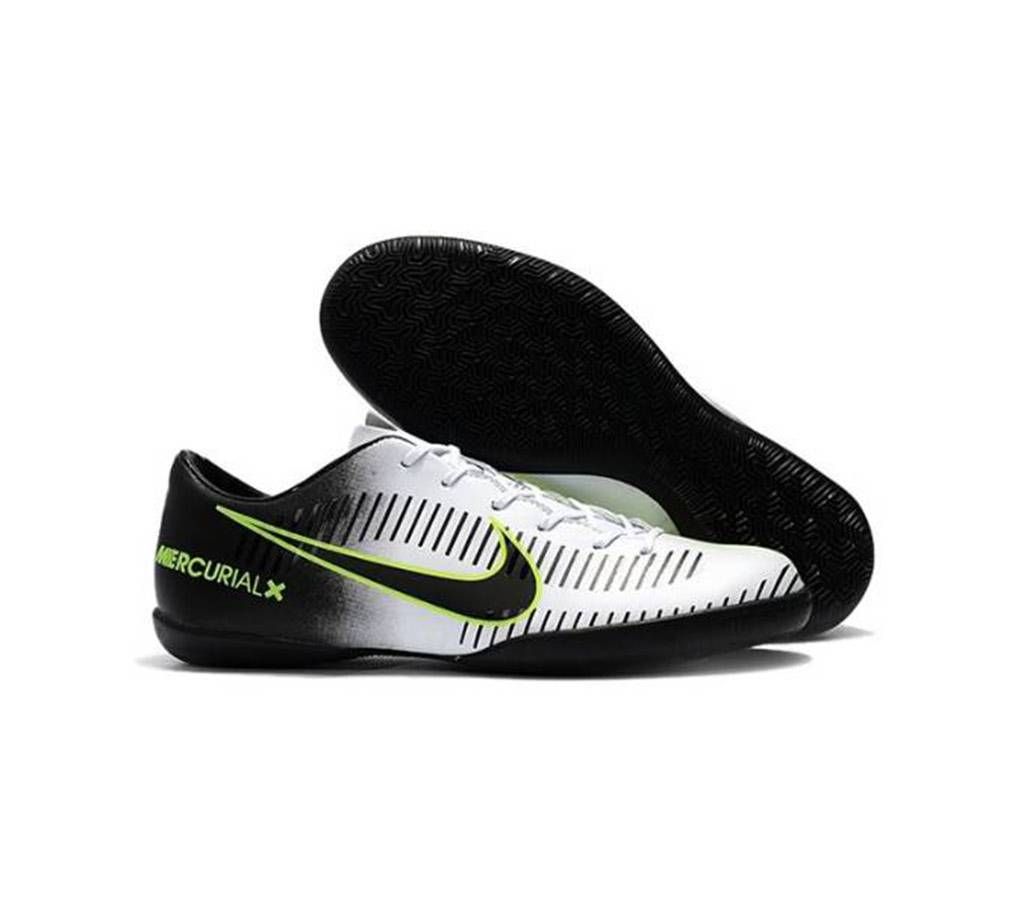 Silver and Black Rubber Football Boot for Men