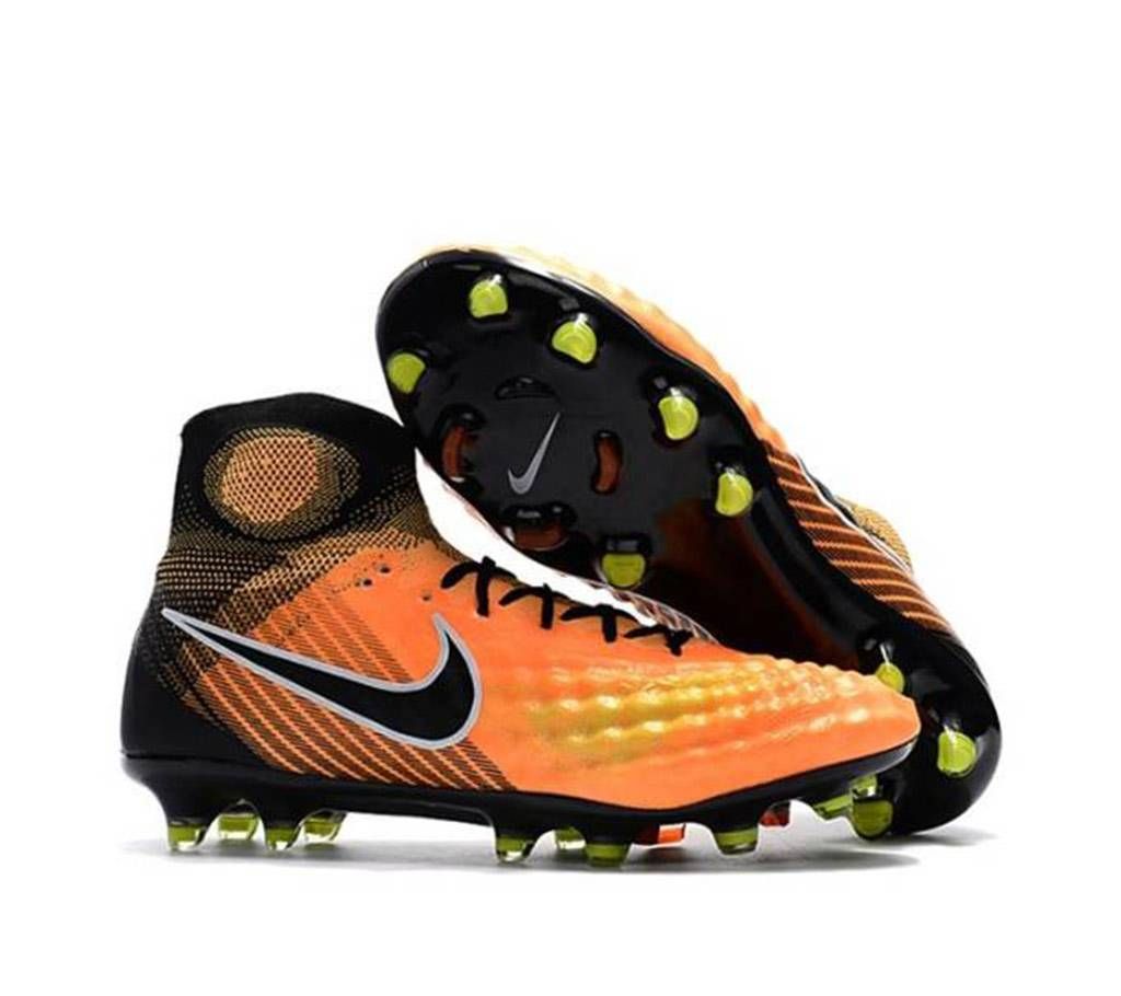 Black and Orange Rubber Football Boot for Men