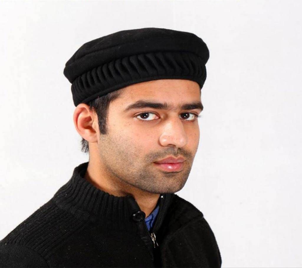 China Cotton Kashmiri Cap For Men - Black