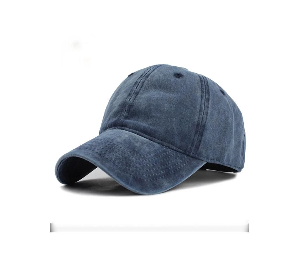 Navy Blue Cotton Wash Cap For Men