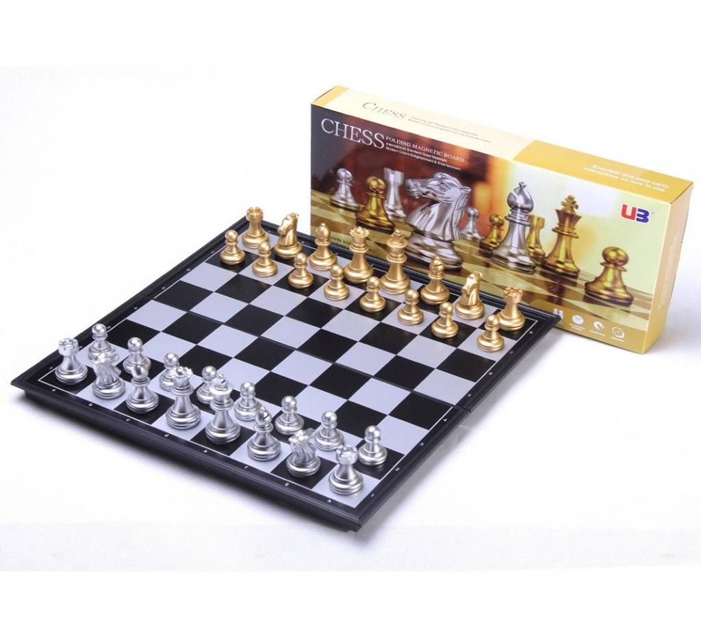 U3 Magnetic Gold and Silver Folding Chess Game Board 