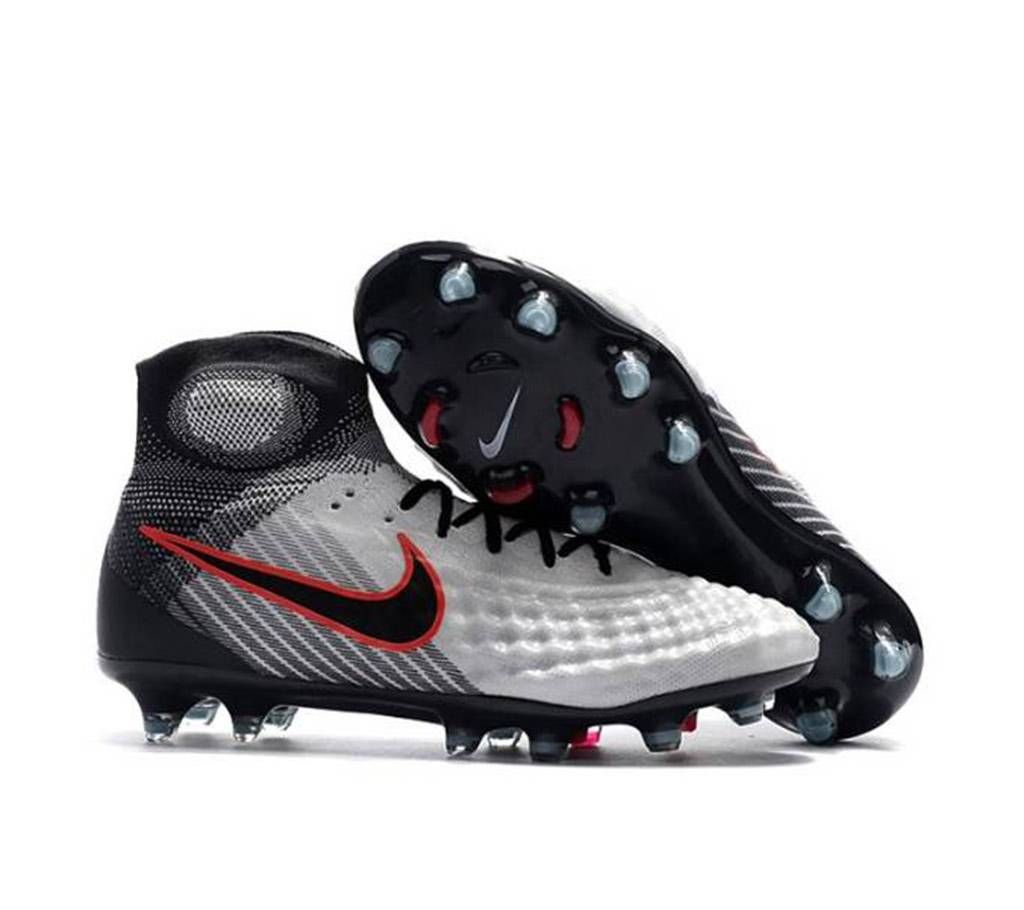 Gray and Black Rubber Football Boot for Men