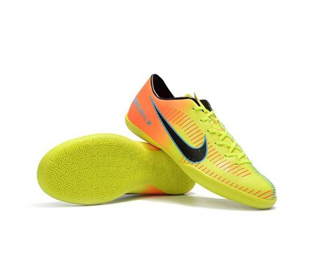 Lime and Orange Rubber Football Boot for Men