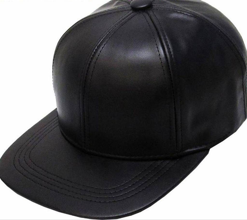 Black Leather Cap For Men
