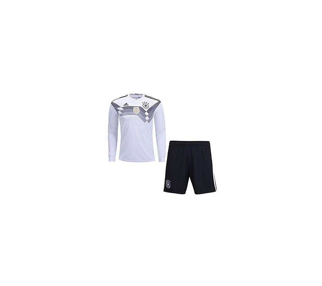 Germany Home World Cup Long Sleeve Jersey with Pant 2018 - White and Black