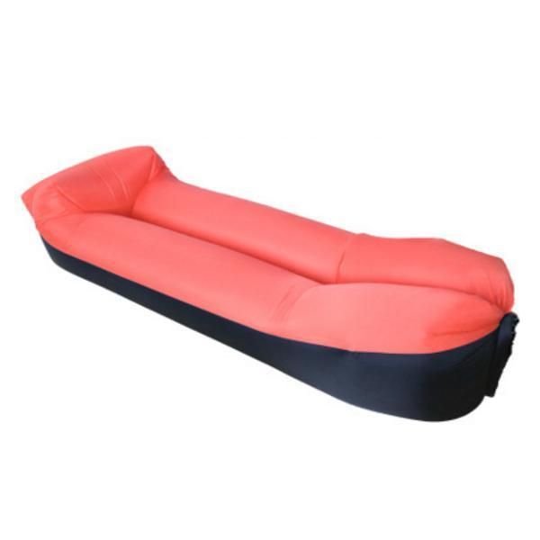 Outdoor Travel Pillow Lazy Sofa Fast Air Inflatable Beach Sleeping Bed Upgraded Black+Red