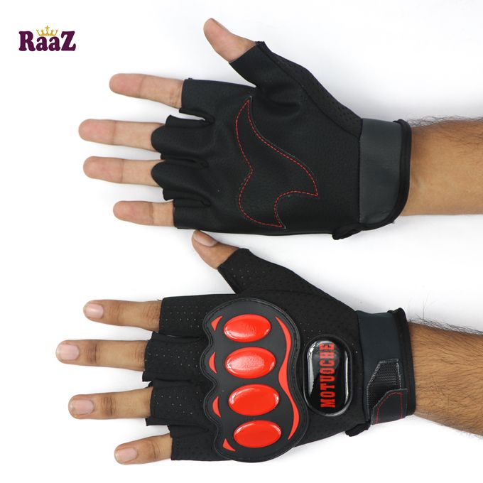 Black And Red Half Finger Gloves