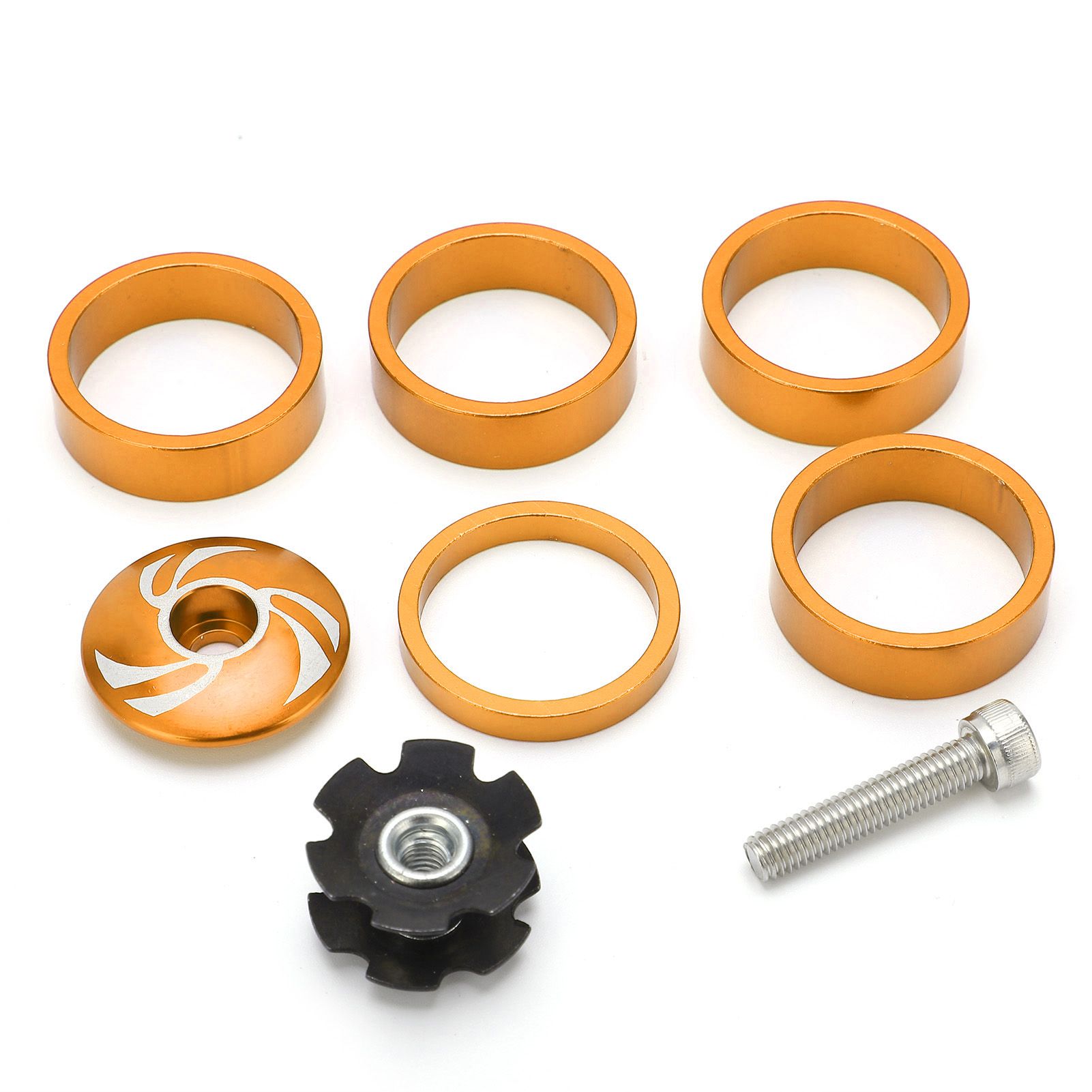 Bike Headset Front Fork Top and Star Nut with Screw Set for Fixed Cog