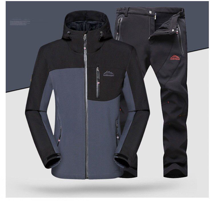 Men Winter Waterproof Fishing Outdoor Jacket Suit Hiking Pant Camping Climbing Skiing Trousers Fleece Softshell Jackets