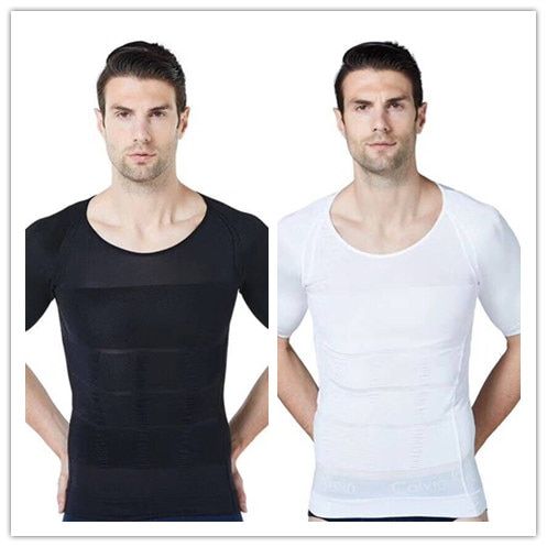 2-PACK Men Slimming Body Shaper Tummy Shapewear Fat Burning Vest Modeling Underwear Corset Waist Trainer Muscle Girdle Shirt