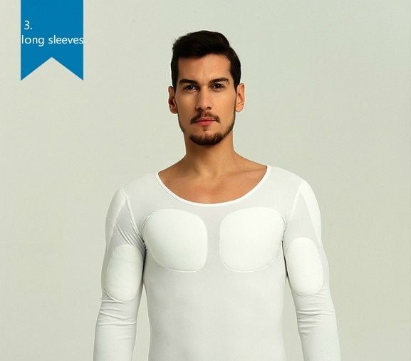 Muscle Undershirt Men Body Building Pecs Strong Chest Tops Padded Shaper Soft Enhancers Underwear White Prayger 1010
