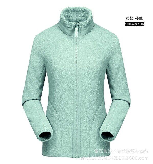 Outdoor Fleece Jacket Men Women Double-sided Wear Cardigan Fleece Coat Tops Autumn Winter Warm PlVelvet Hiking Sports Jacket