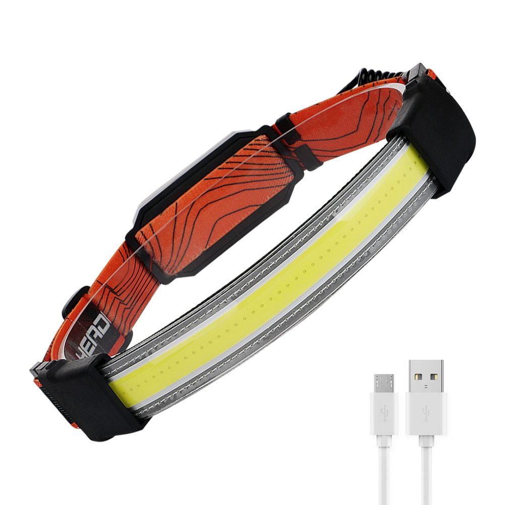 Usb Rechargeable Night  Light Rechargeable Cob Headlight Red Light Warning Lamp