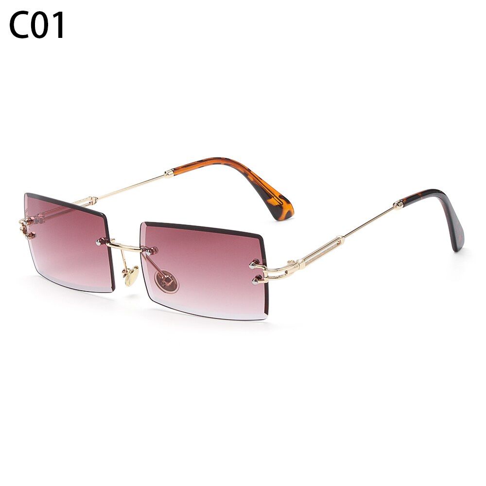 UV400 Fashion Rectangle Sun Glasses Shades Rimless Trendy Summer Women Men Mountaineering outdoor Square Sunglasses