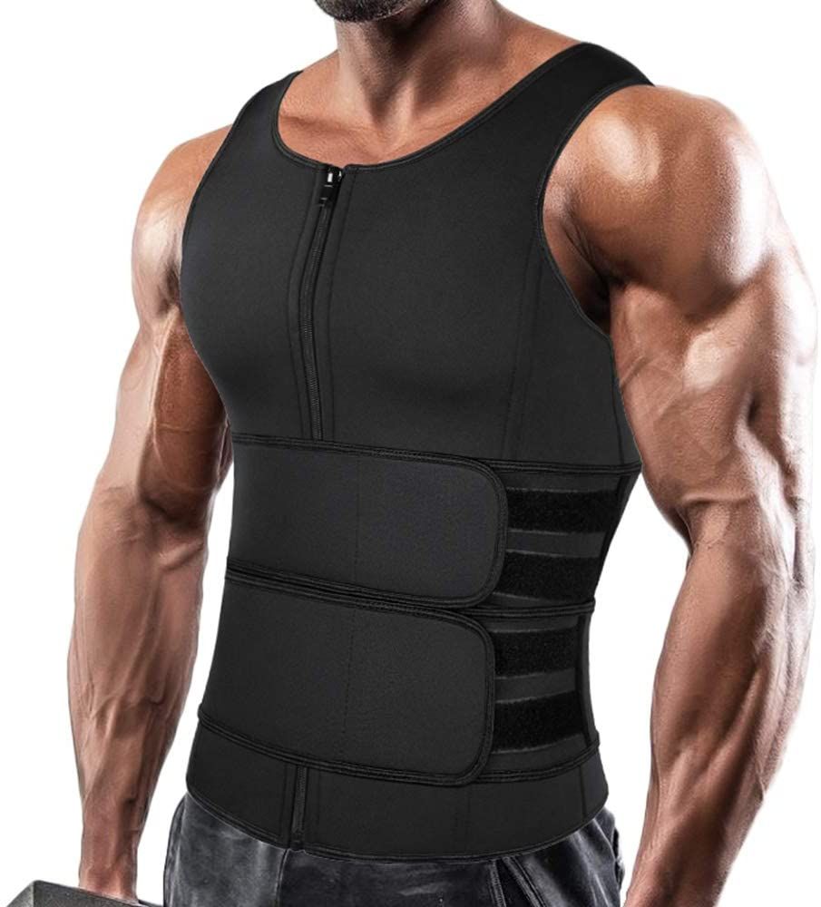 Corset Mens Slimming Belt Fitness Neoprene Sauna Suit for Men Waist Trainer Vest Zipper Body Shaper with Adjustable Tank Top