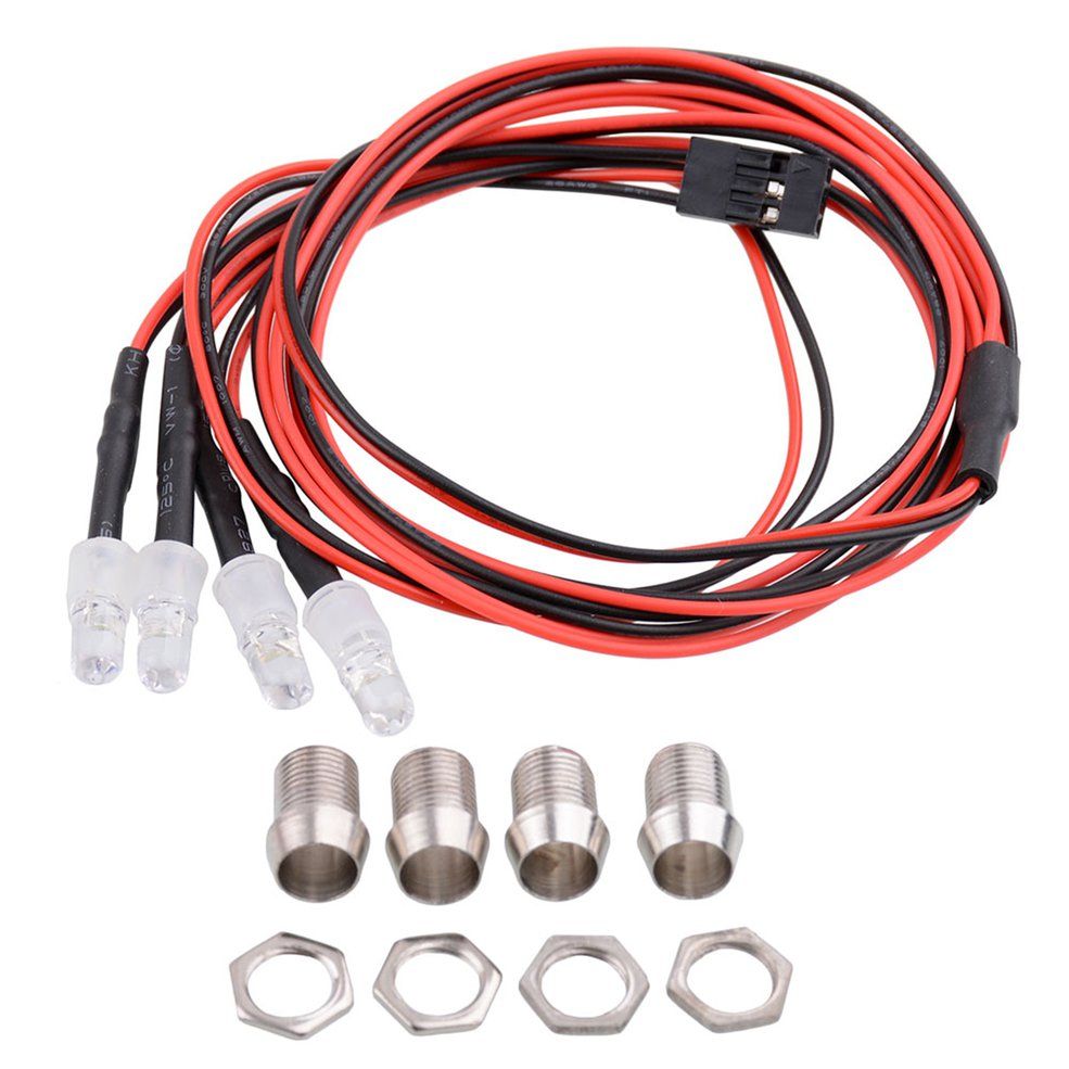 4 Lights 70cm Lenght RC LED Night Headlamps Headlights 5mm LED Light-black red