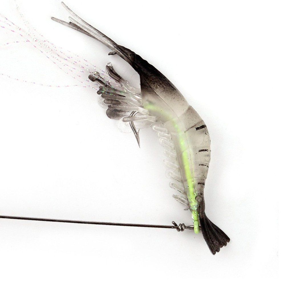 Luminous Bead Simulation Prawn Soft Lua Bait Perch Soft Mouth Shrimp Shaped Bait Hooked Fake Shrimp Bait