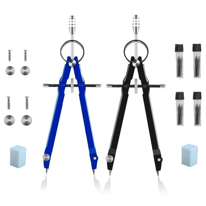 Professional Compass with Lock, Compass for Geometry, 6inch Spring Bow Compass, Precision Compass Math, Drafting Compass, Compass Drawing (2 Pack)