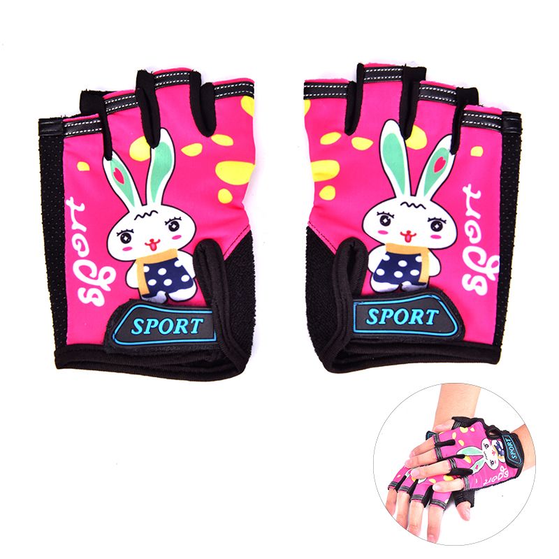 Bike Bicycle Gloves Kids Child Rabbit Outdoor Sports Non Slip Half Finger Gloves