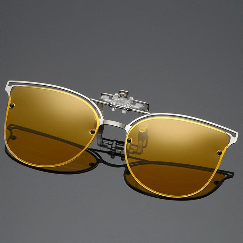 UniPolarized Clip On Sunglasses Flip-up Lens Night Vision Anti UV Driving Cycling Riding Fishing Sun Glasses Clips