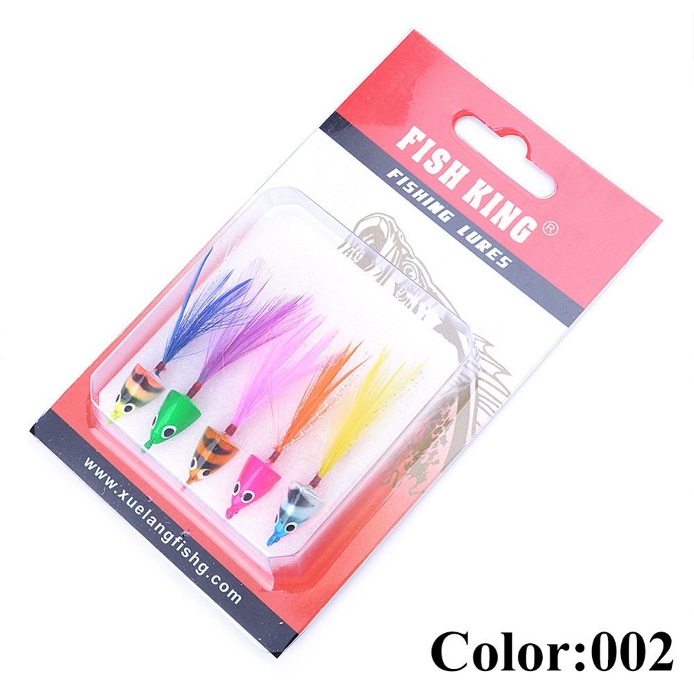Yfashion 5pcs Carbon Steel Fishing  Lure 5g-11g Multi Ice Fishing Baits With Feather For Fishing