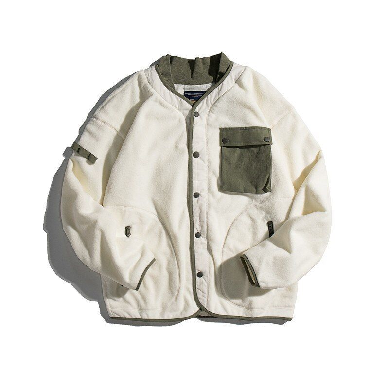 Autumn Coat Men's Outdoor Camping Cycling Travel American-style Amelkaka Loose Color Matching Lamb Wool Jacket