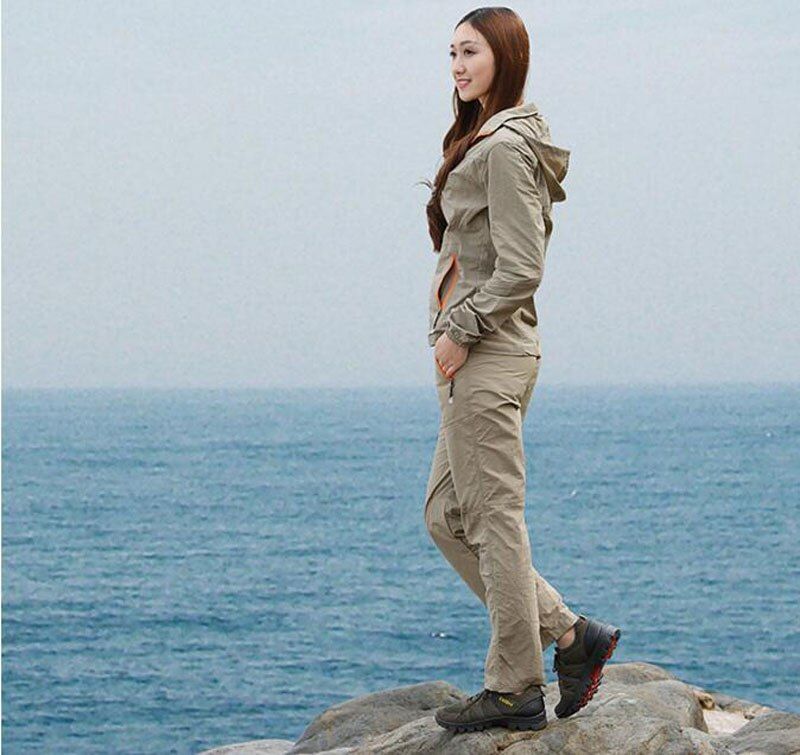 Men Women Camping Hiking Jacket pants set Outdoor Sport suit Summer Clothing Hooded Jacket Set Sportswear Suit