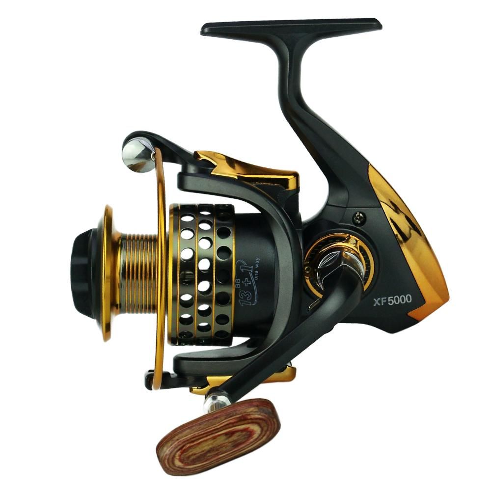13+1 Ball Bearings Spinning Fishing Reel Dual Brake System Smooth Metal Spool Left and Right Interchangeable Collapsible Rocking Handle