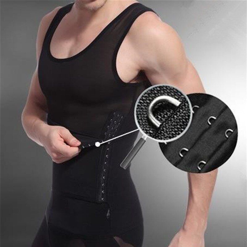 Waist Shaper For Men Slimming Vest Waist Trainer With Adjustable Hooks Big Belly Control Corset Body Shapers Male Shapewear