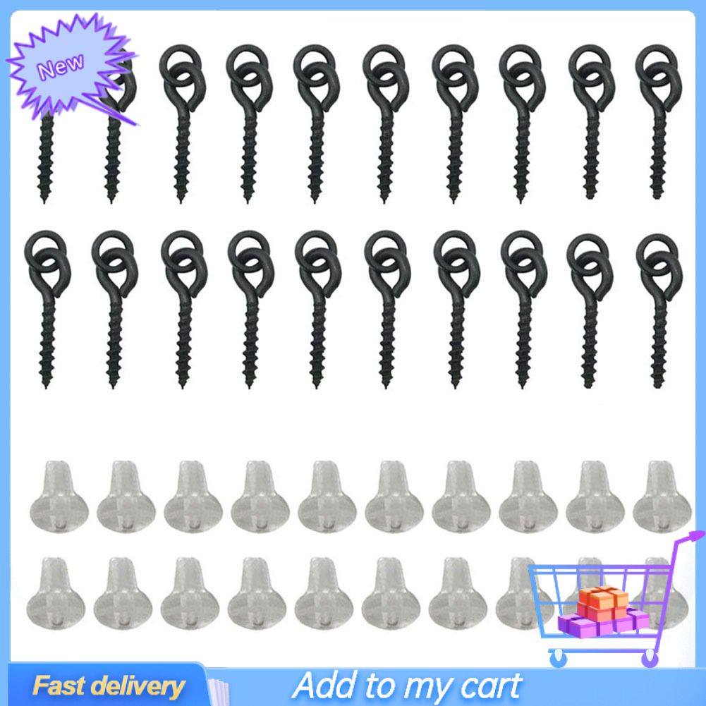 20Pcs Carp Rig Ring Stops with 20Pcs Boilie Bait Screw Fishing Accessories Kit