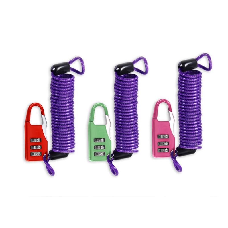 Motorcycle Helmet Lock Steel Cable Luggage Lock Bicycle Lock Mini Password Lock easy to operate