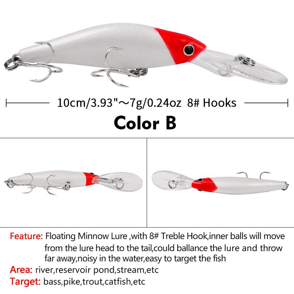 Yfashion Floating Fishing  Baits ful Reflective Bait Hard Bait 7g/10cm 8#hook Fishing ear