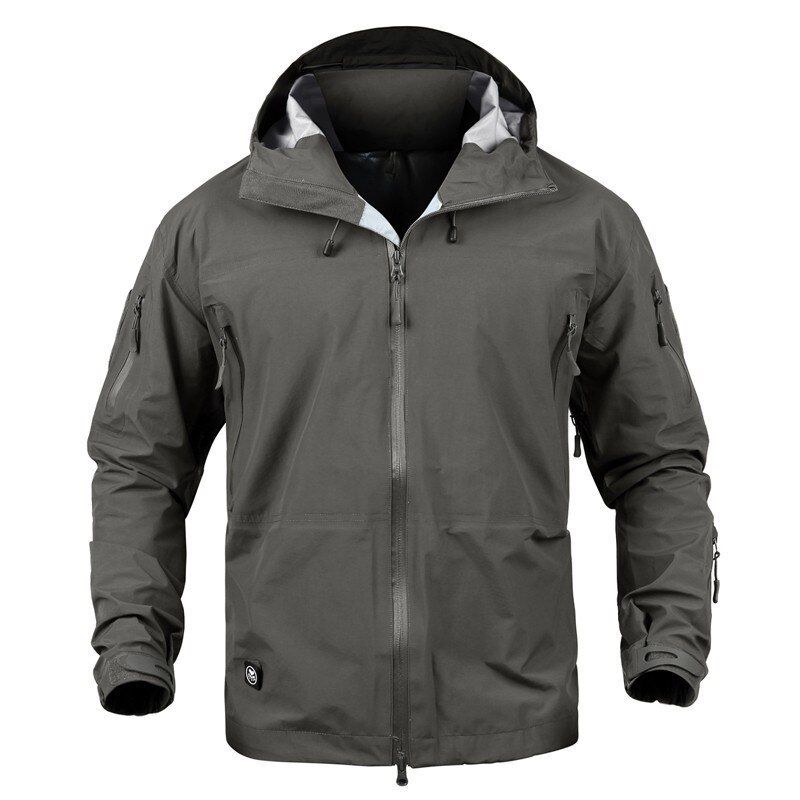 Man Outdoor Hoodie Hard Shell Hiking Camping Jackets Military Tactical Sports Coat Multi-pocket Rip-sWindbreaker Jackets